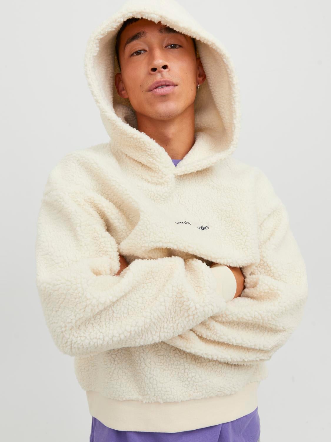 White sale teddy hoodie