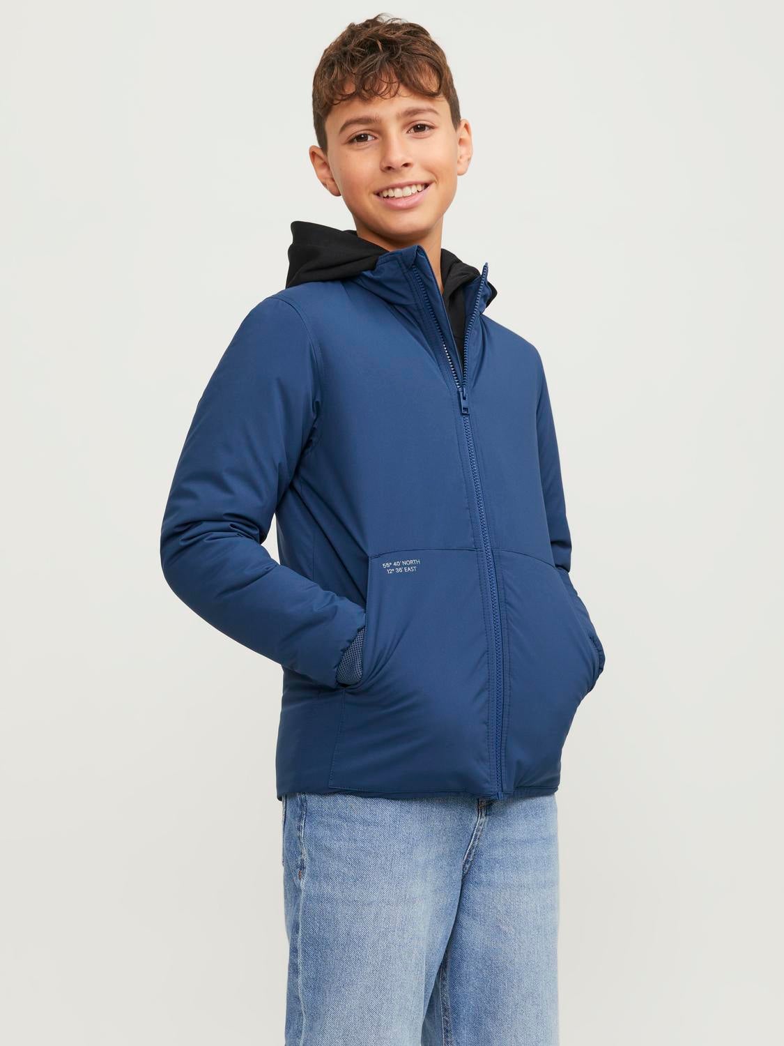 Jack & Jones Mens Hybrid Jacket Navy Blue XXL Quilted Lightweight Hooded |  eBay