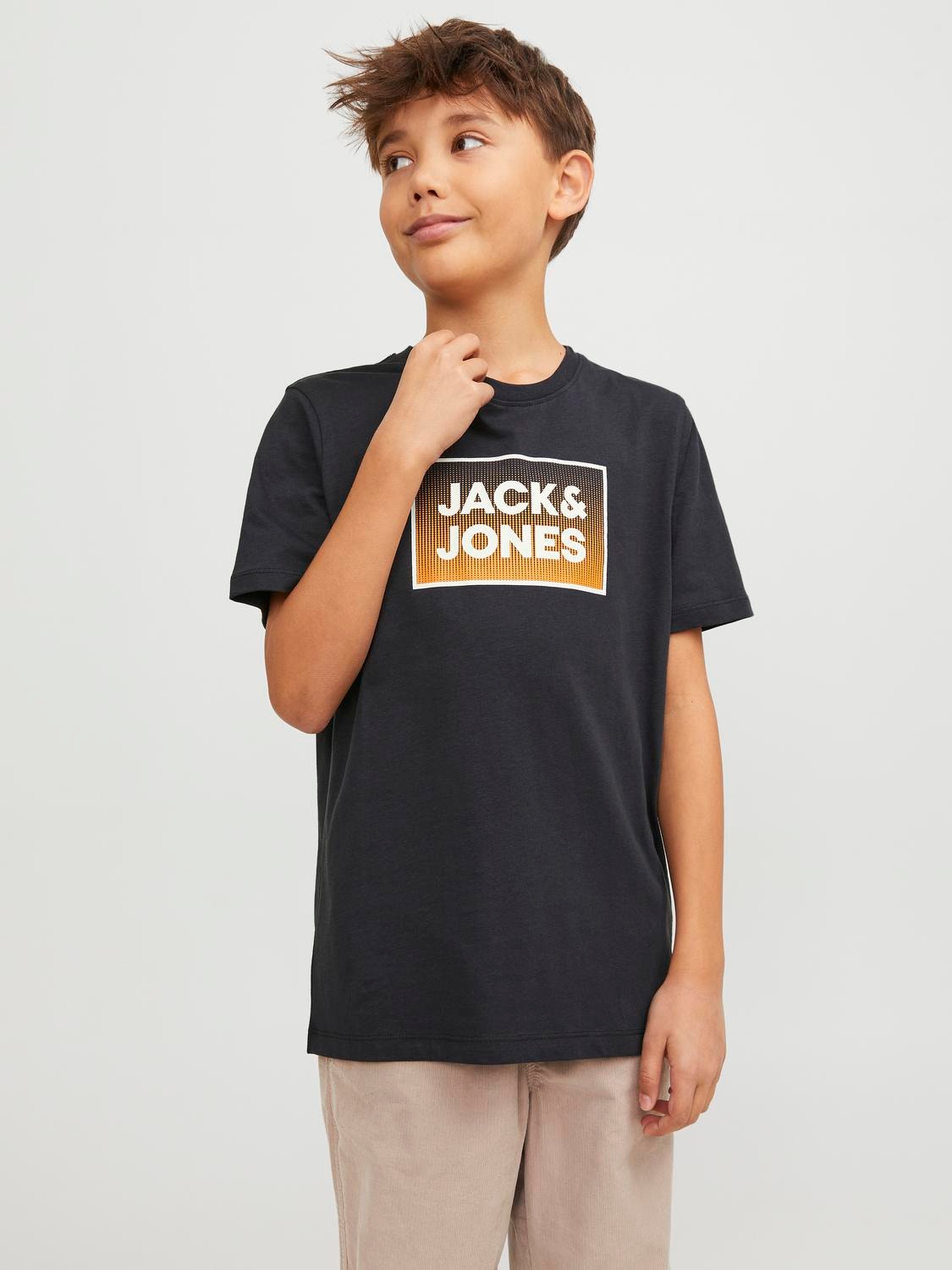 Jack & Jones Nadruk T-shirt Dla chłopców -Dark Navy - 12249633