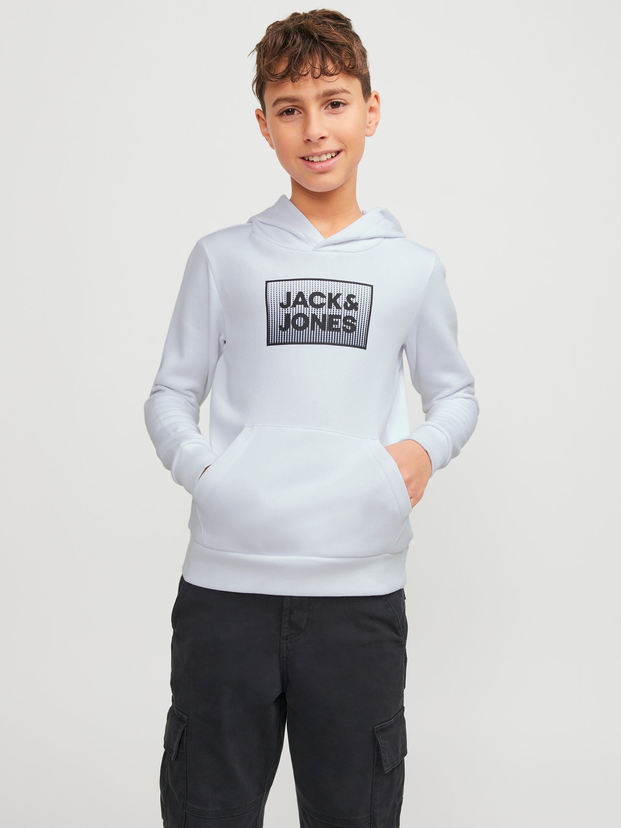 Jack & Jones Printed Hoodie For boys -White - 12249653
