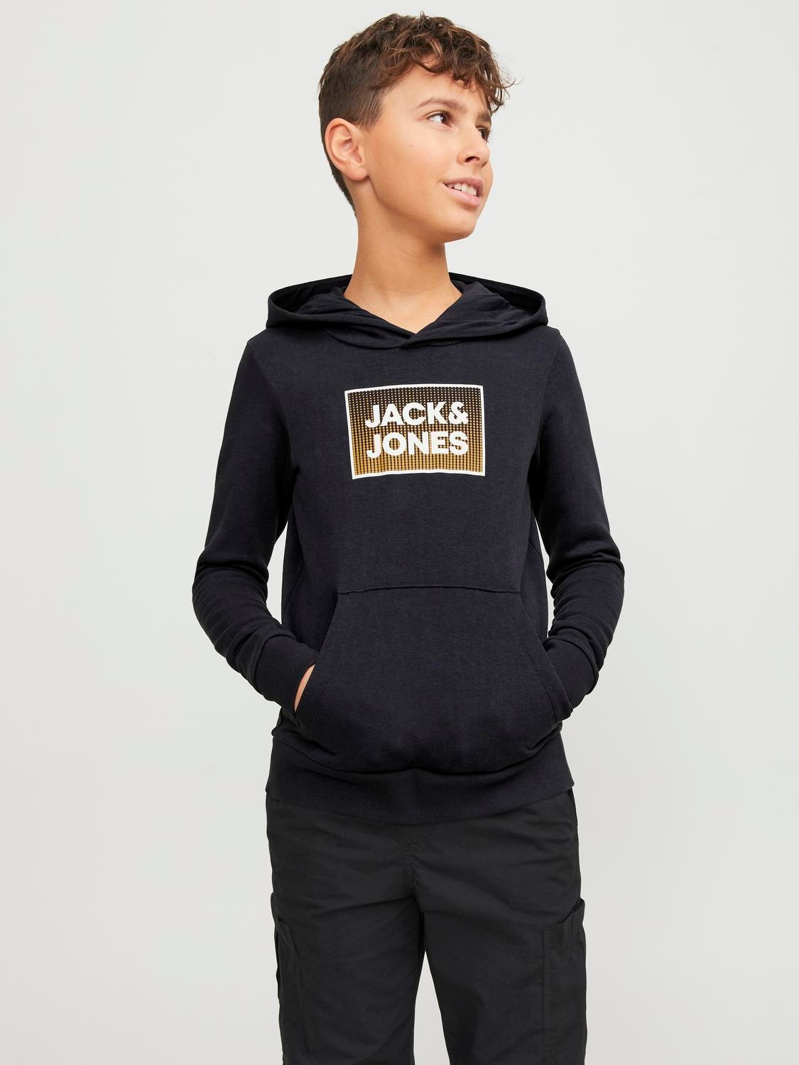 Jack & Jones Printed Hoodie For boys -Dark Navy - 12249653