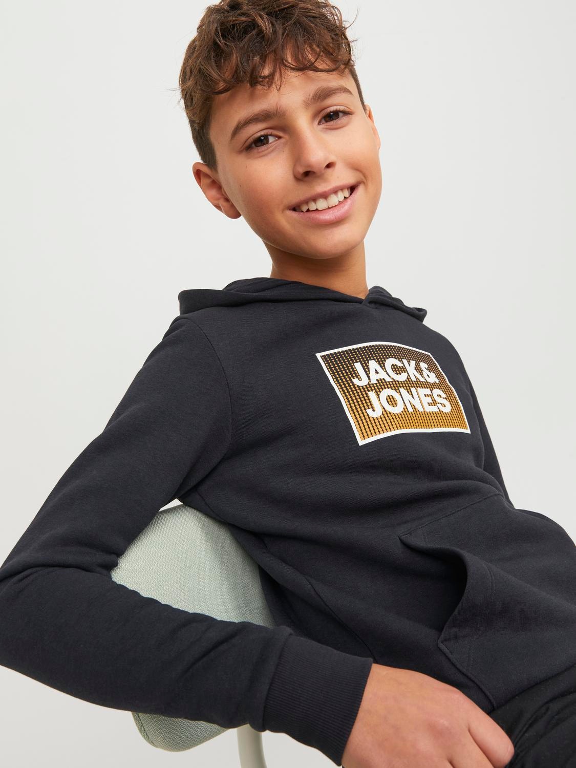Jack & Jones Printed Hoodie For boys -Dark Navy - 12249653
