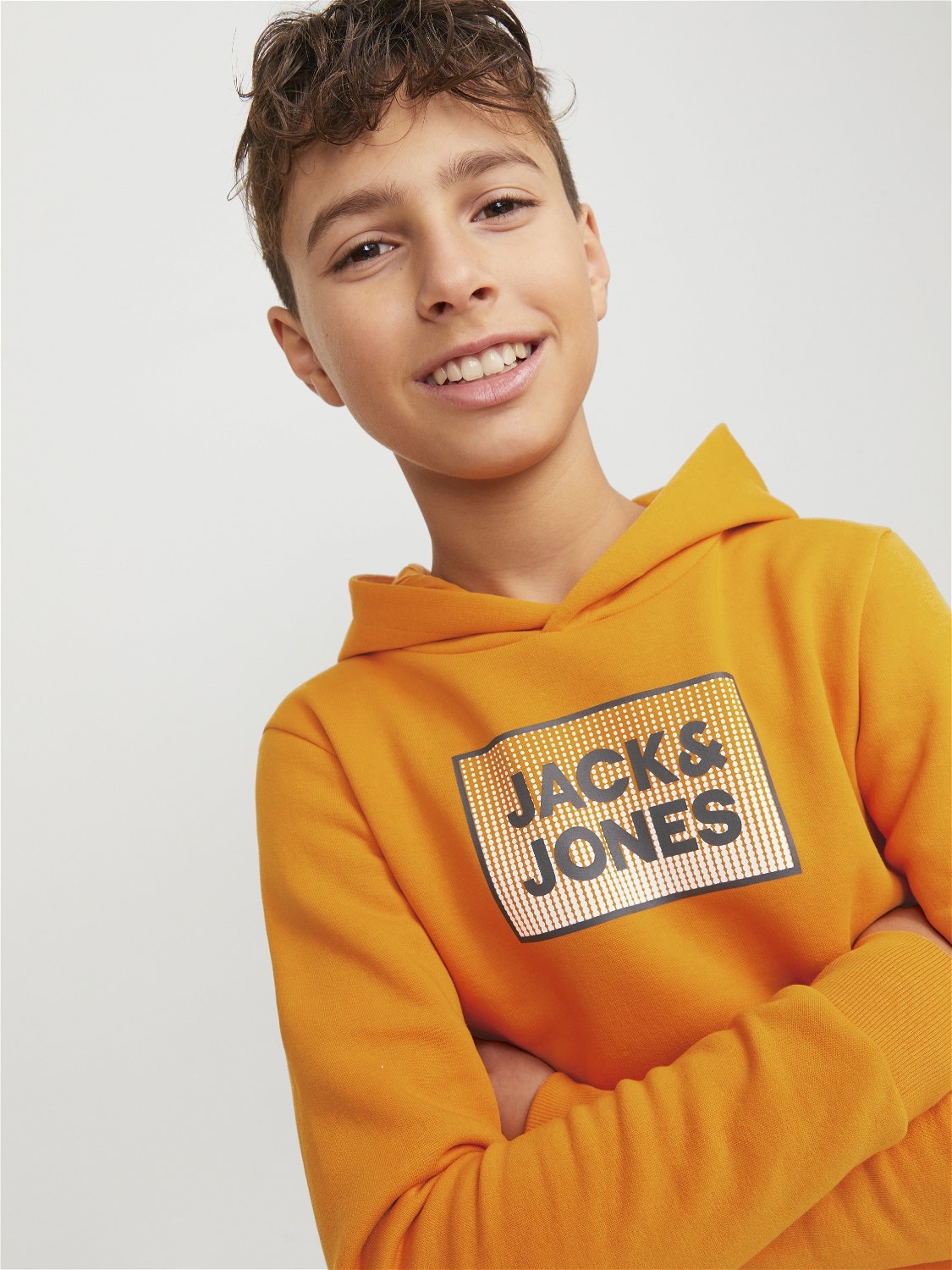 Jack & Jones Printed Hoodie For boys -Dark Cheddar - 12249653