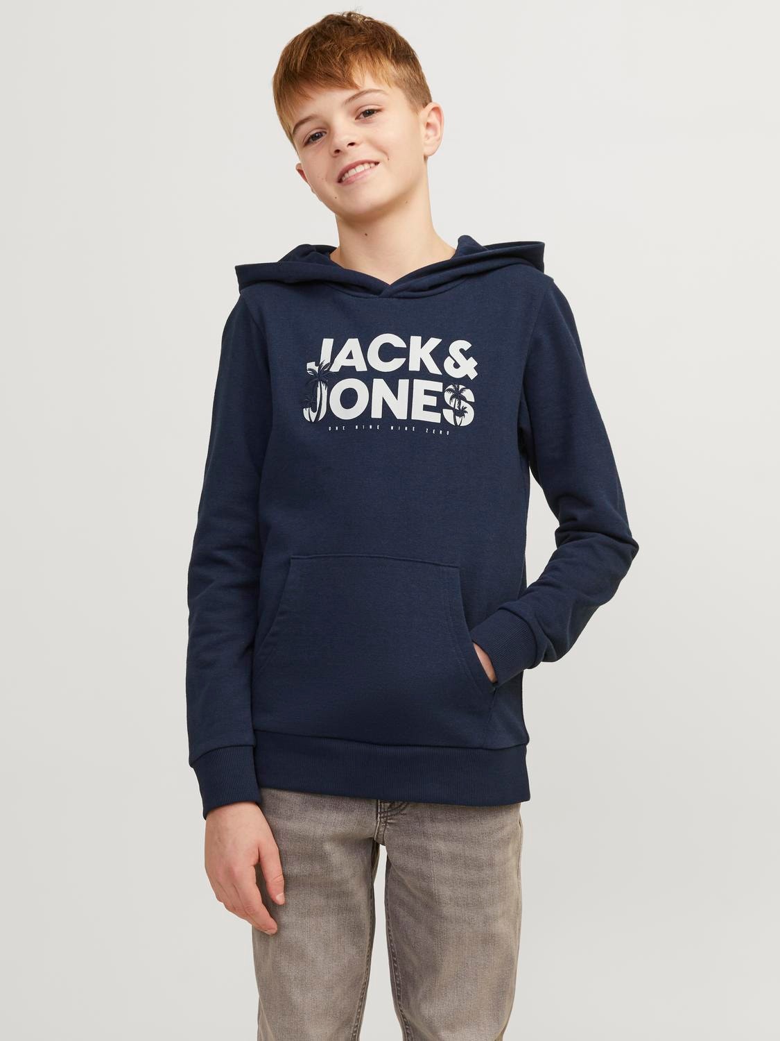 Jack & Jones Nadruk Bluza z kapturem Dla chłopców -Navy Blazer - 12249676