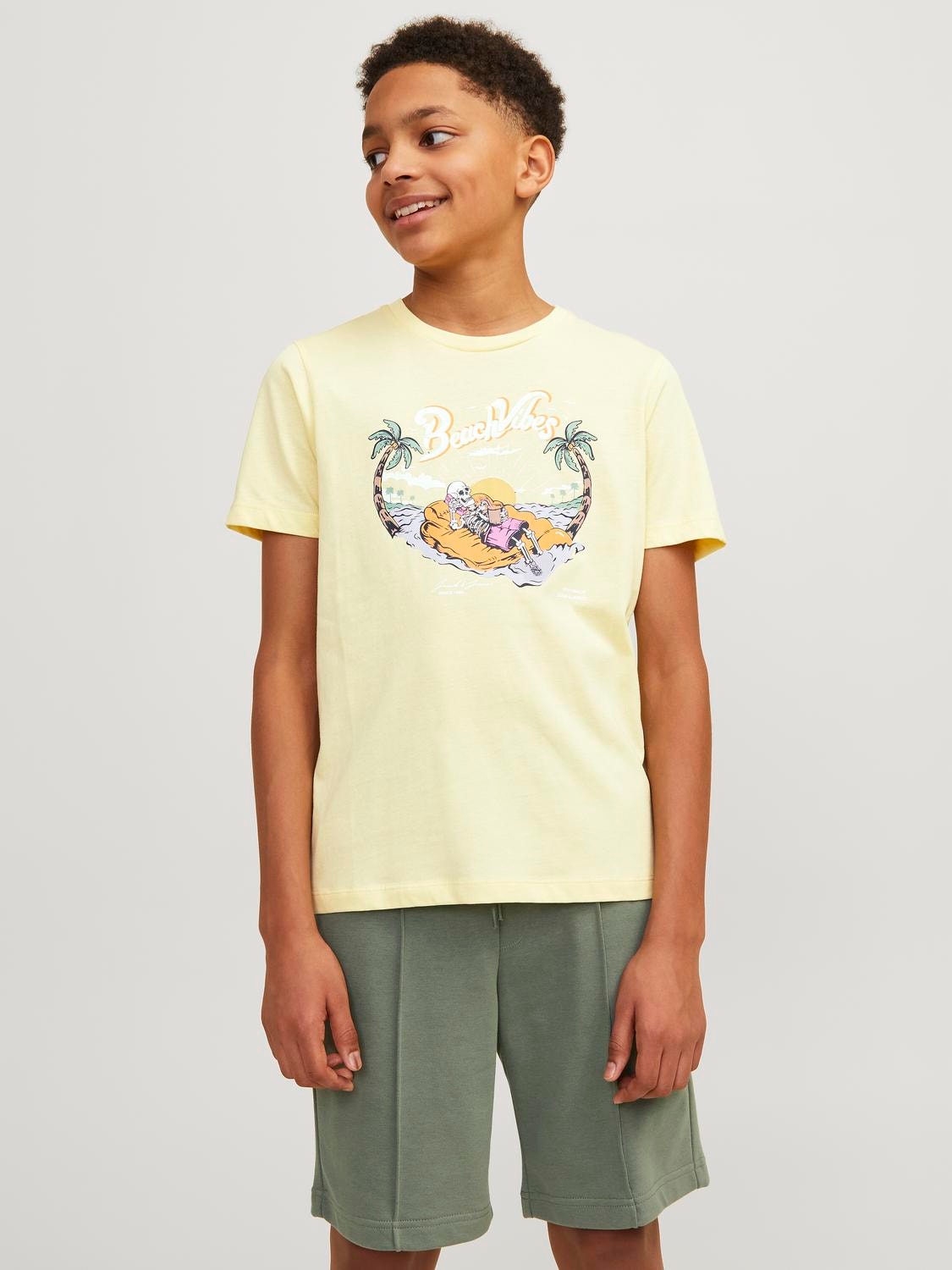 Jack & Jones Nadruk T-shirt Dla chłopców -French Vanilla - 12249732