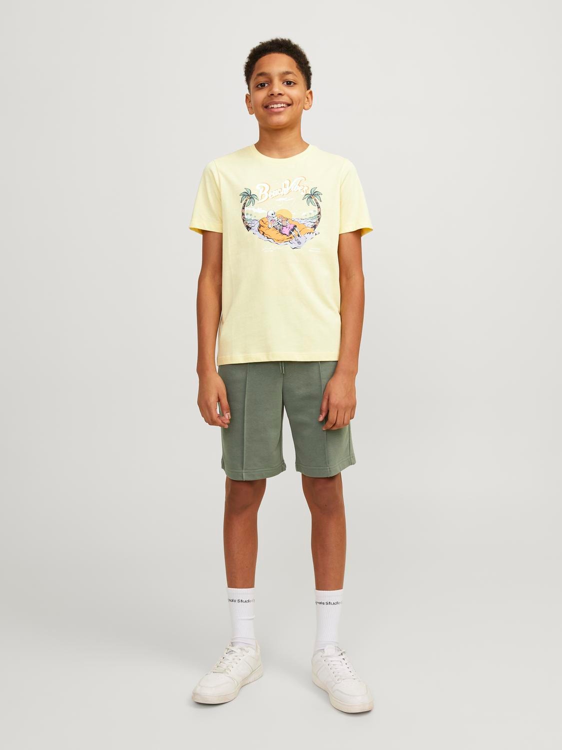 Jack & Jones Nadruk T-shirt Dla chłopców -French Vanilla - 12249732