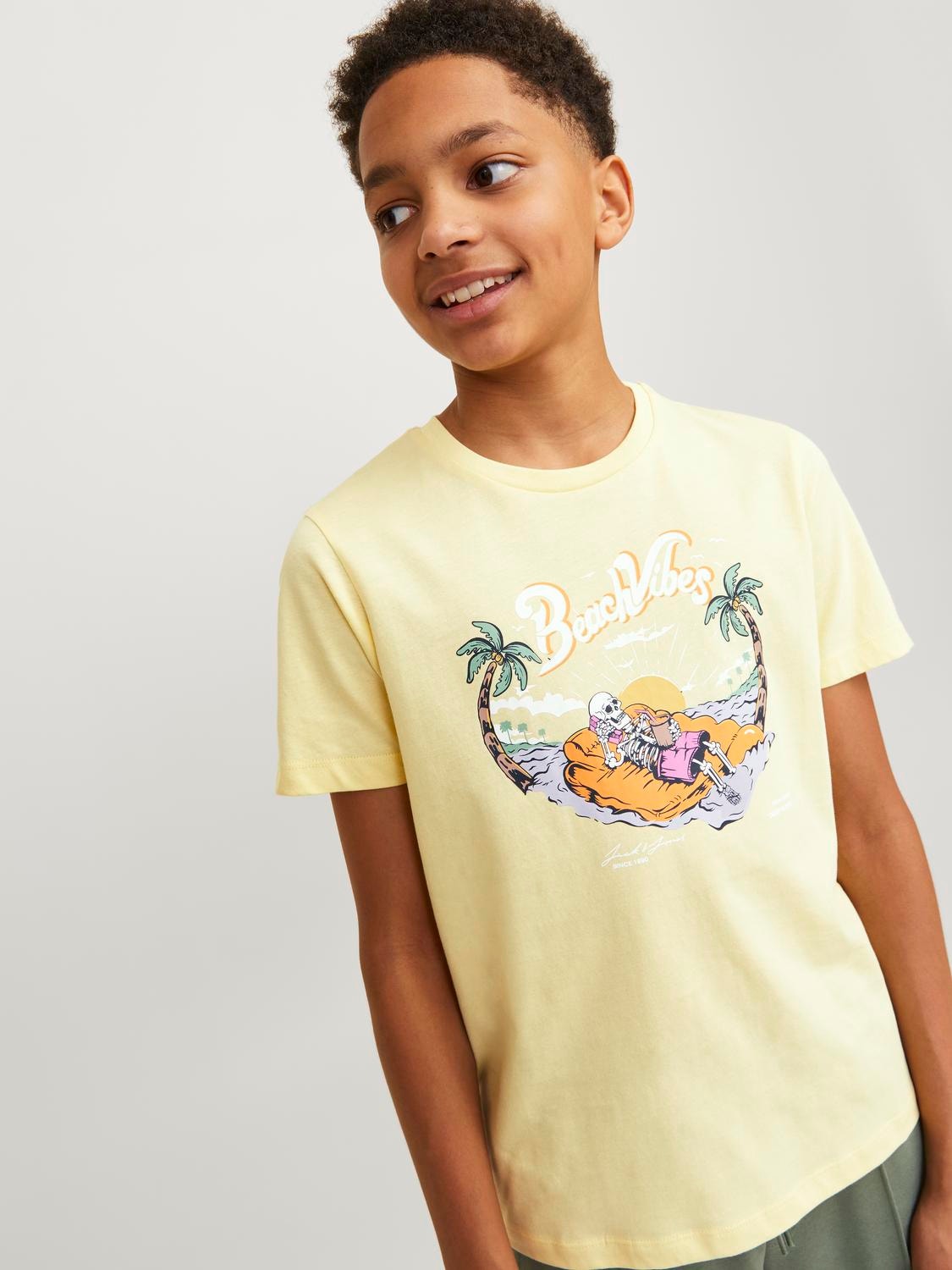 Jack & Jones Printed T-shirt For boys -French Vanilla - 12249732