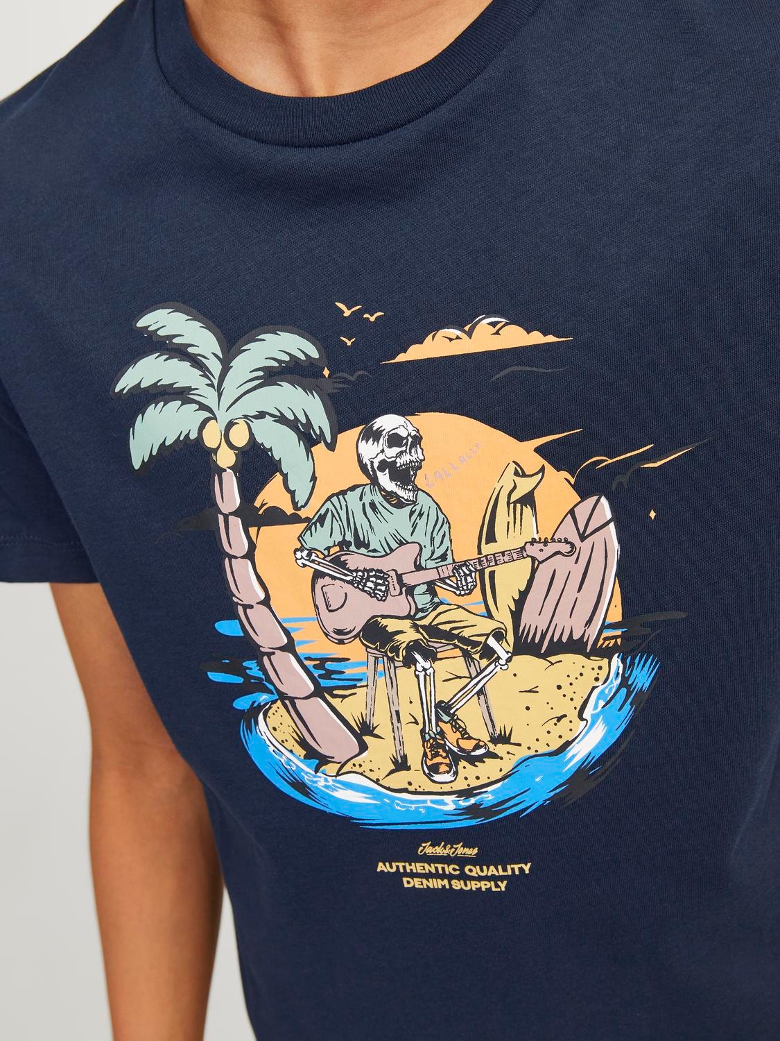 Jack & Jones Trykk T-skjorte For gutter -Navy Blazer - 12249732