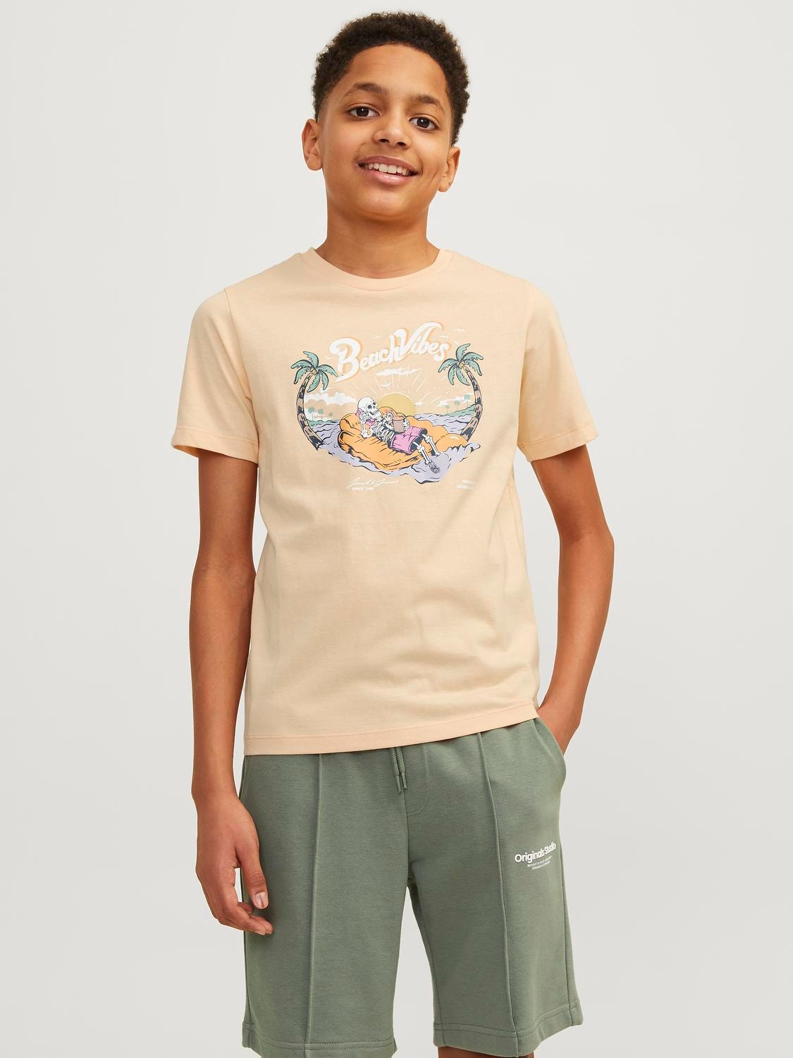 Jack & Jones Tryck T-shirt För pojkar -Apricot Ice  - 12249732
