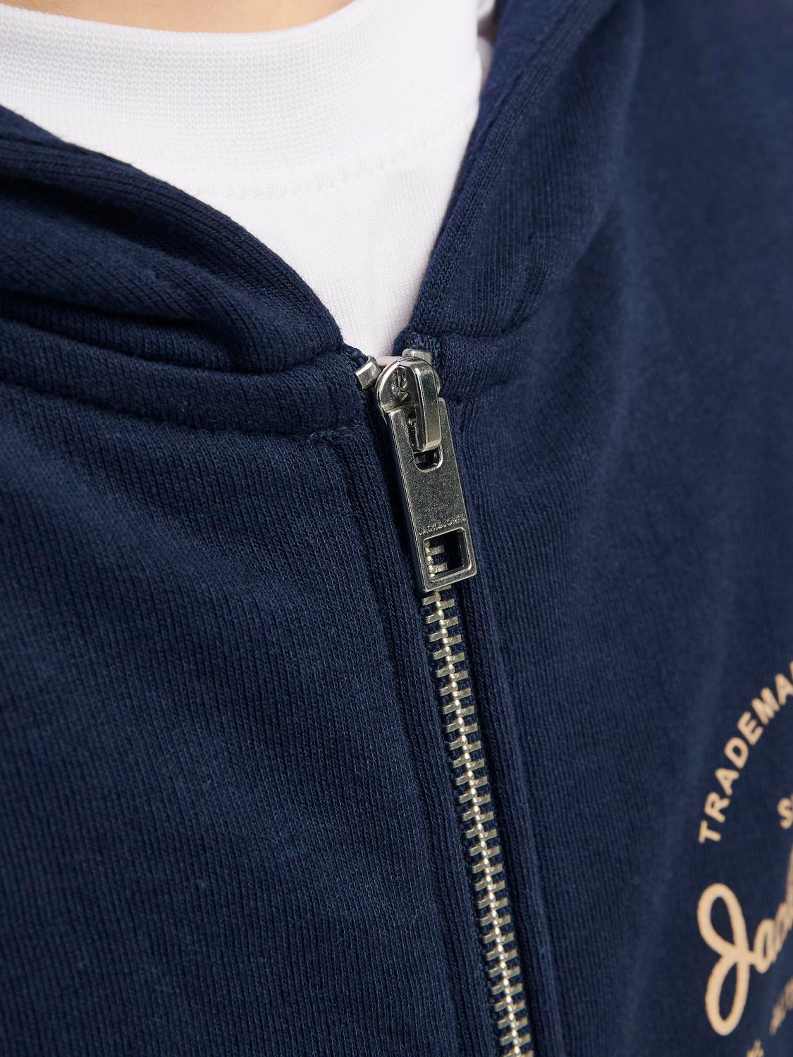 Jack & Jones Sweat à capuche zippé Imprimé Pour les garçons -Navy Blazer - 12249759