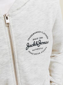 Jack & Jones Felpa con cappuccio con cerniera Stampato Per Bambino -White Melange - 12249759