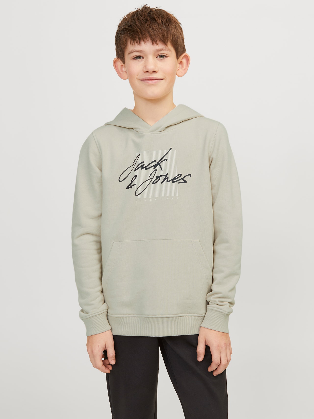 Jack & Jones Potištěný Mikina s kapucí Junior -Moonbeam - 12249874