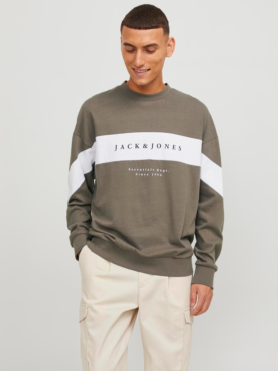 Printed Crew neck Sweatshirt | Medium Brown | Jack & Jones®