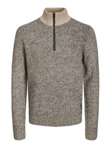 Jack & Jones Melanzs Fél cipzáros pulóver -Peyote - 12250241