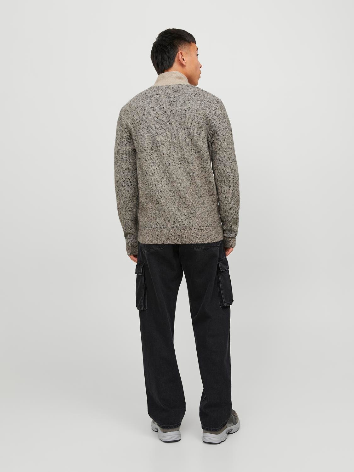 Jack & Jones Melanzs Fél cipzáros pulóver -Peyote - 12250241