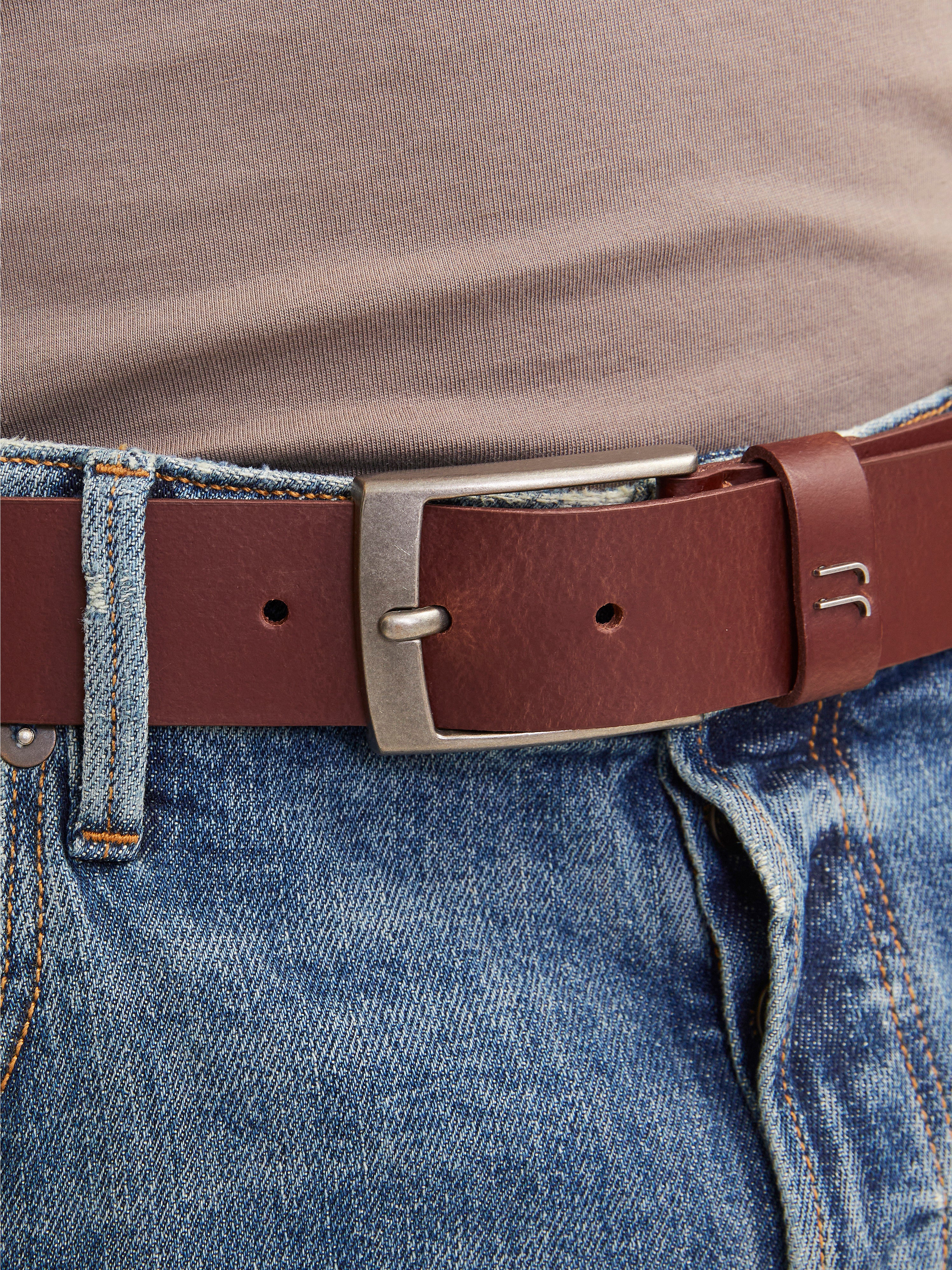 Ceinture Pour Homme Jack & Jones - Marque Danoise - Modèle Classique En Cuir Ou Tissu, Boucle Ajustable
