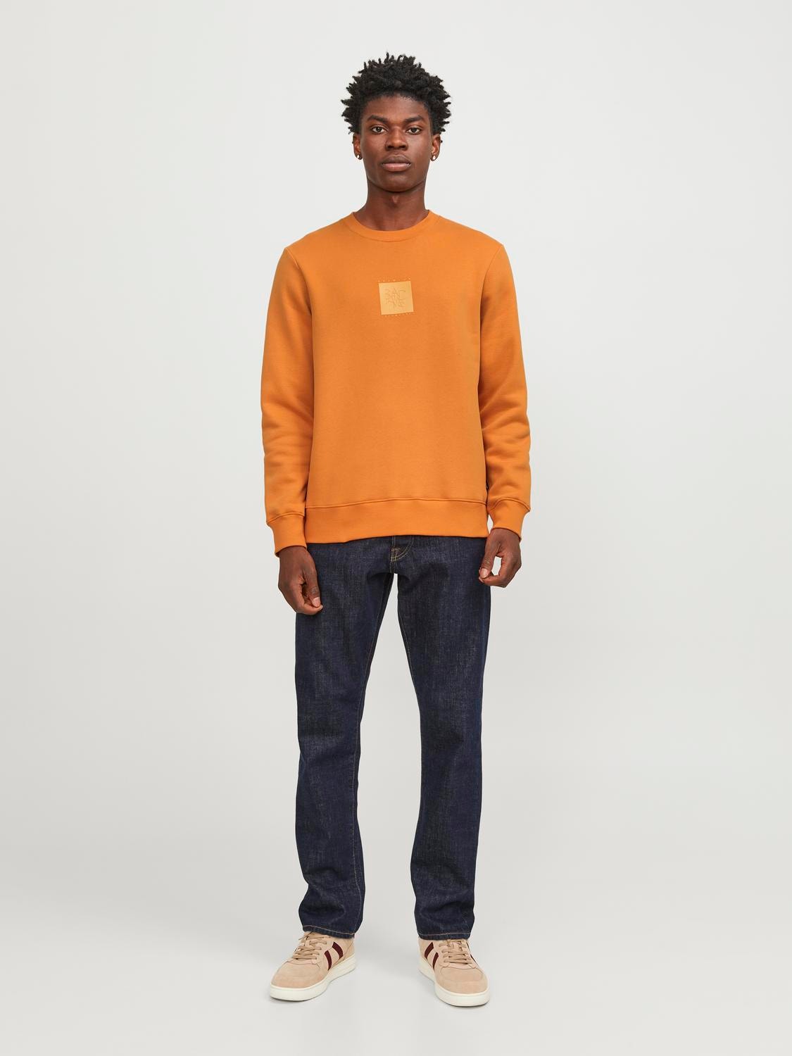 Jack & Jones Ensfarvet Sweatshirt med rund hals -Peach Caramel - 12250403