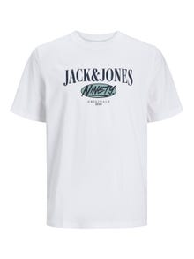 Jack & Jones Logotipas Apskritas kaklas Marškinėliai -Bright White - 12250411