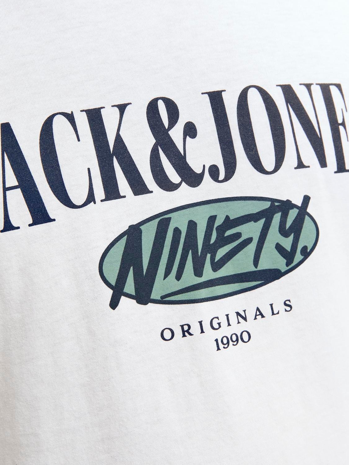Jack & Jones Logotipas Apskritas kaklas Marškinėliai -Bright White - 12250411