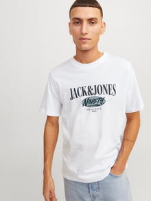Jack & Jones Logo Pyöreä pääntie T-paita -Bright White - 12250411