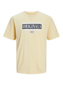 Jack & Jones Logotyp Rundringning T-shirt -Italian Straw - 12250411