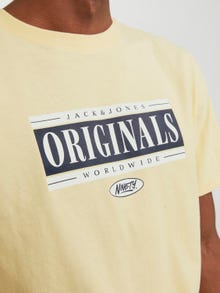Jack & Jones Logo Pyöreä pääntie T-paita -Italian Straw - 12250411