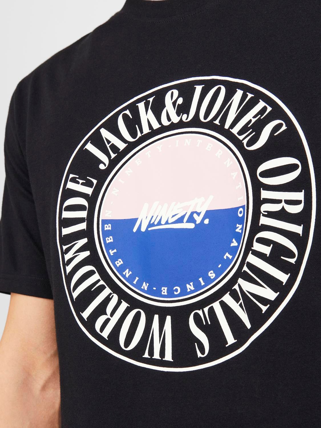 Jack & Jones Logo Kruhový výstřih Tričko -Black - 12250411