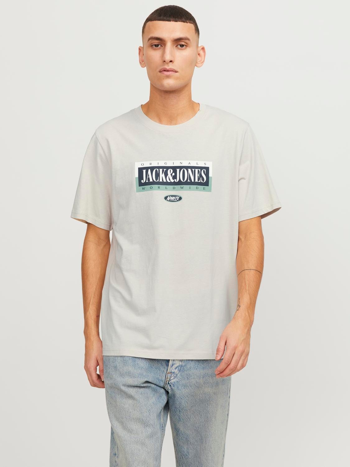 Jack & Jones Logo Rundhals T-shirt -Moonbeam - 12250411