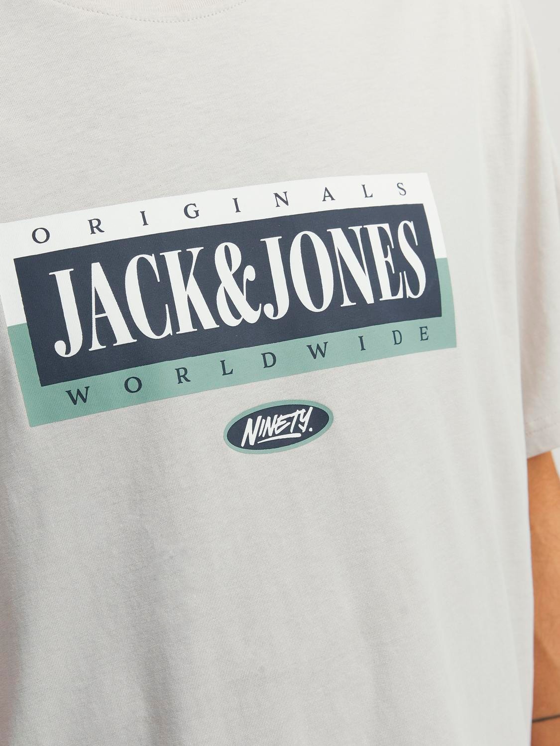Jack & Jones Logo Ronde hals T-shirt -Moonbeam - 12250411