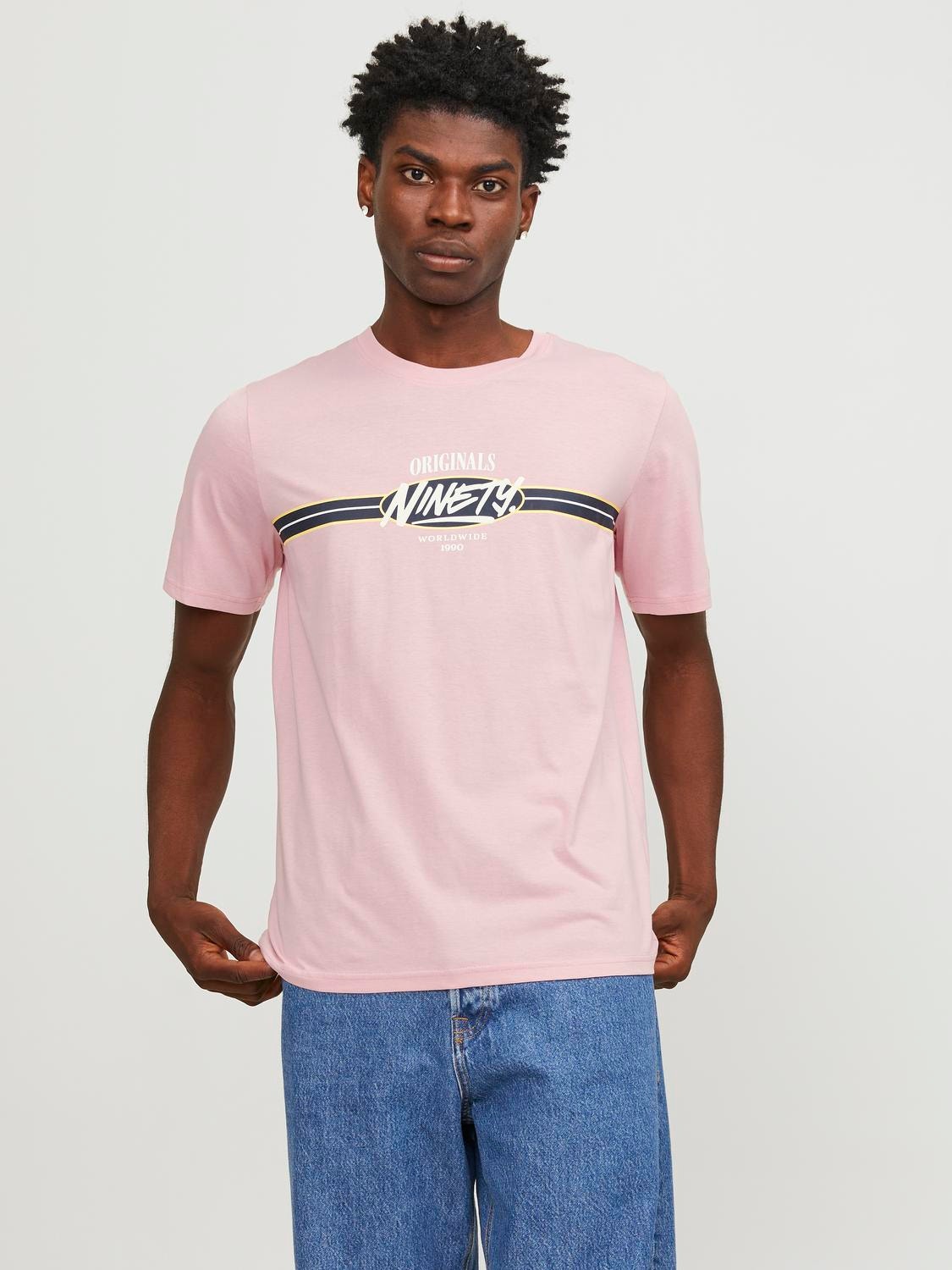 Jack & Jones Logo Pyöreä pääntie T-paita -Pink Nectar - 12250411