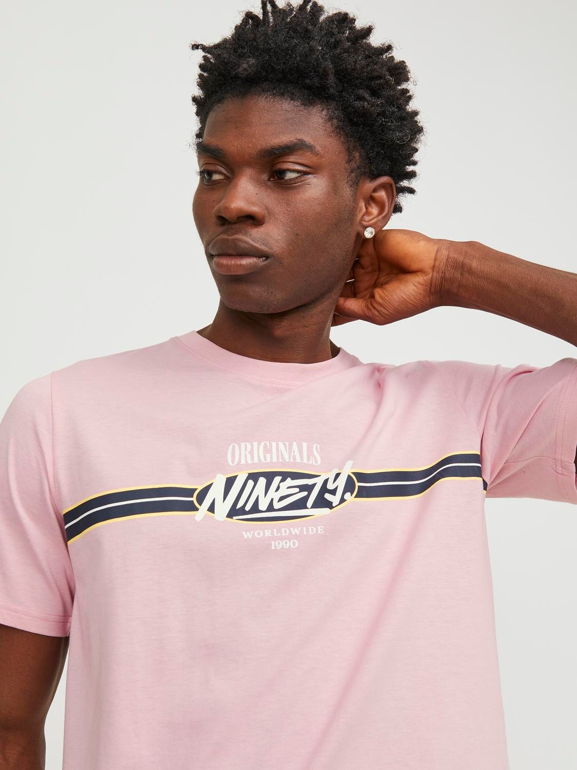Jack & Jones Logo Crew neck T-shirt -Pink Nectar - 12250411