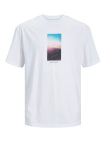 Jack & Jones Printed Crew neck T-shirt -Bright White - 12250421