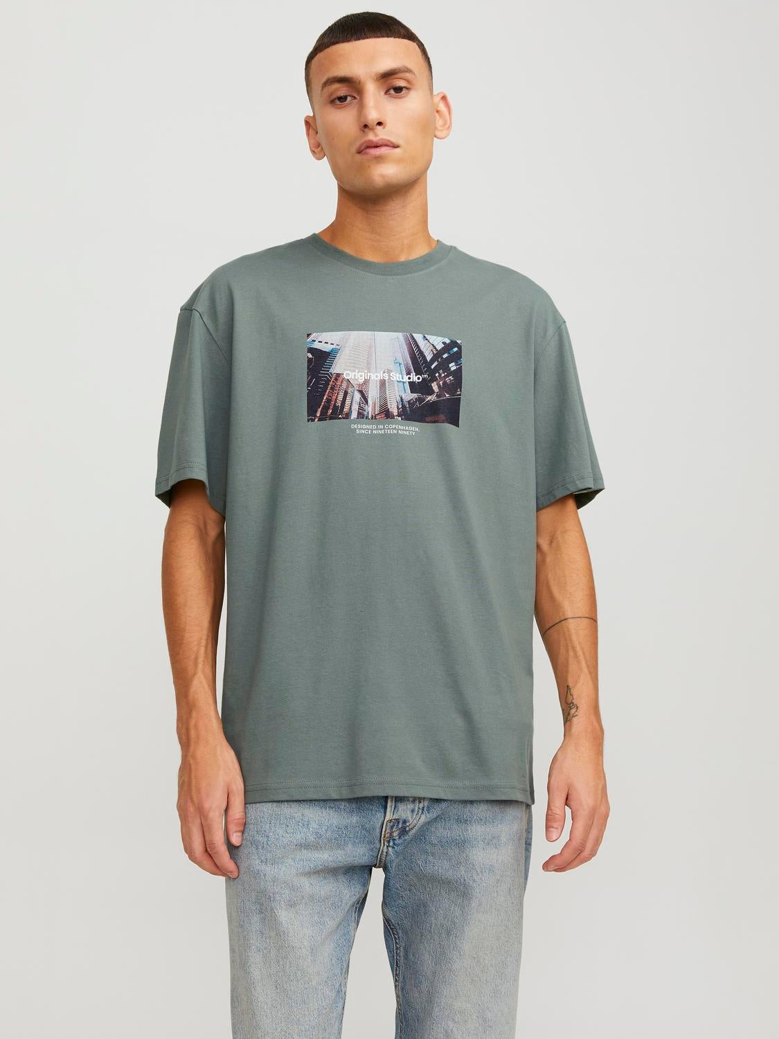 T-shirt Imprimé Col Rond - Jack & Jones - Modalova