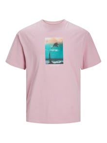 Jack & Jones Printet Crew neck T-shirt -Pink Nectar - 12250421