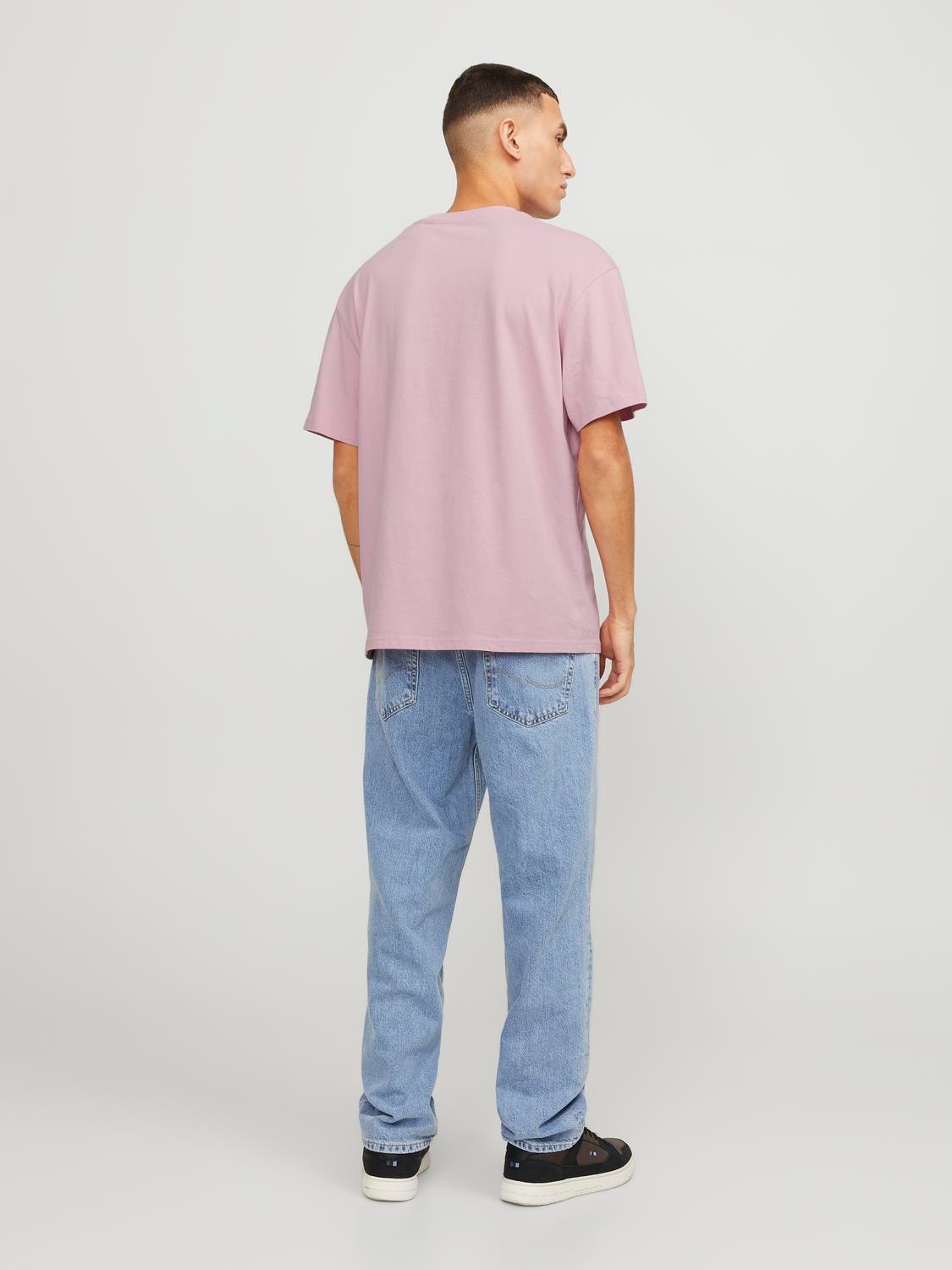 Jack & Jones Printed Crew neck T-shirt -Pink Nectar - 12250421