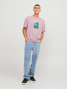 Jack & Jones Printed Crew neck T-shirt -Pink Nectar - 12250421