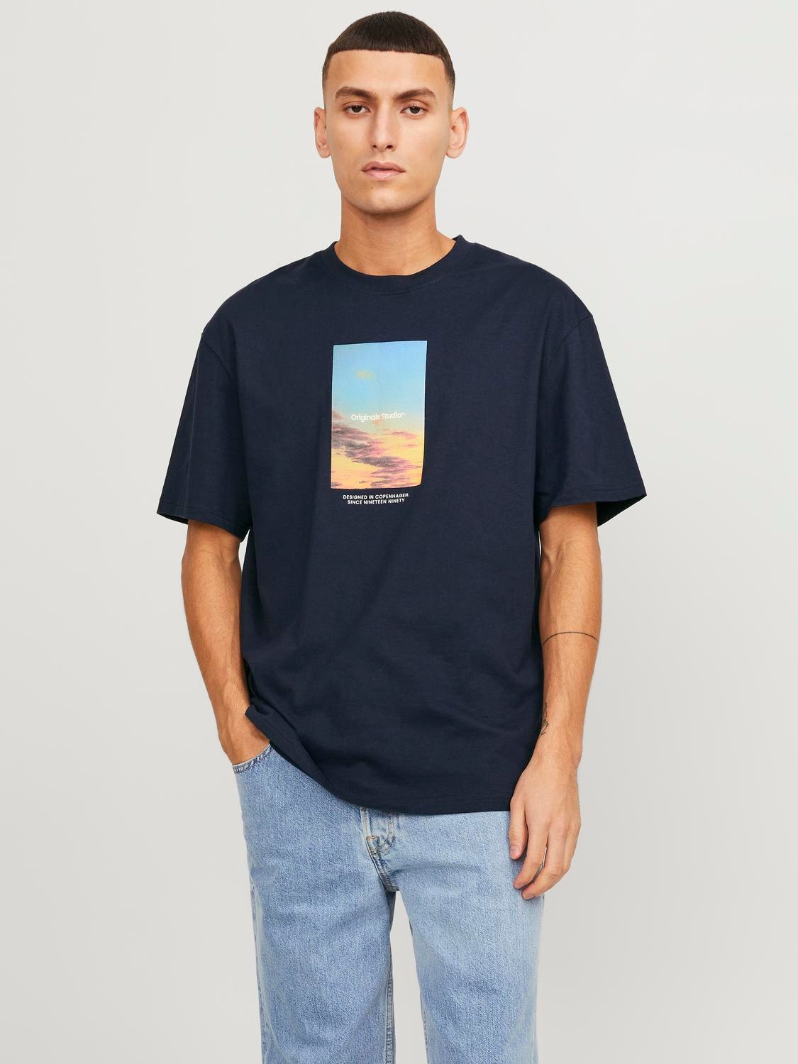 Jack & Jones T-shirt Estampar Decote Redondo -Sky Captain - 12250421