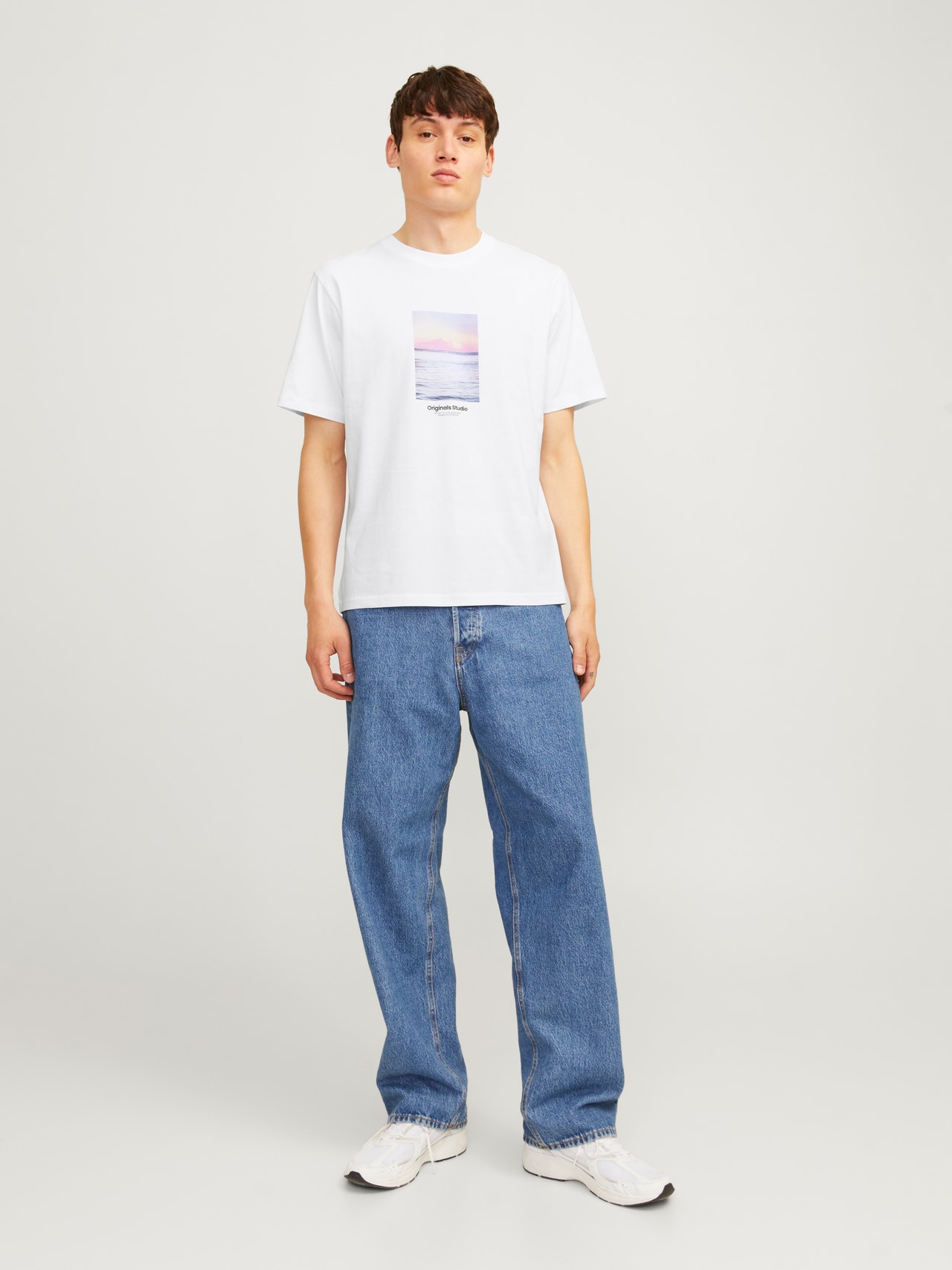 Jack & Jones Printet Crew neck T-shirt -Bright White - 12250421