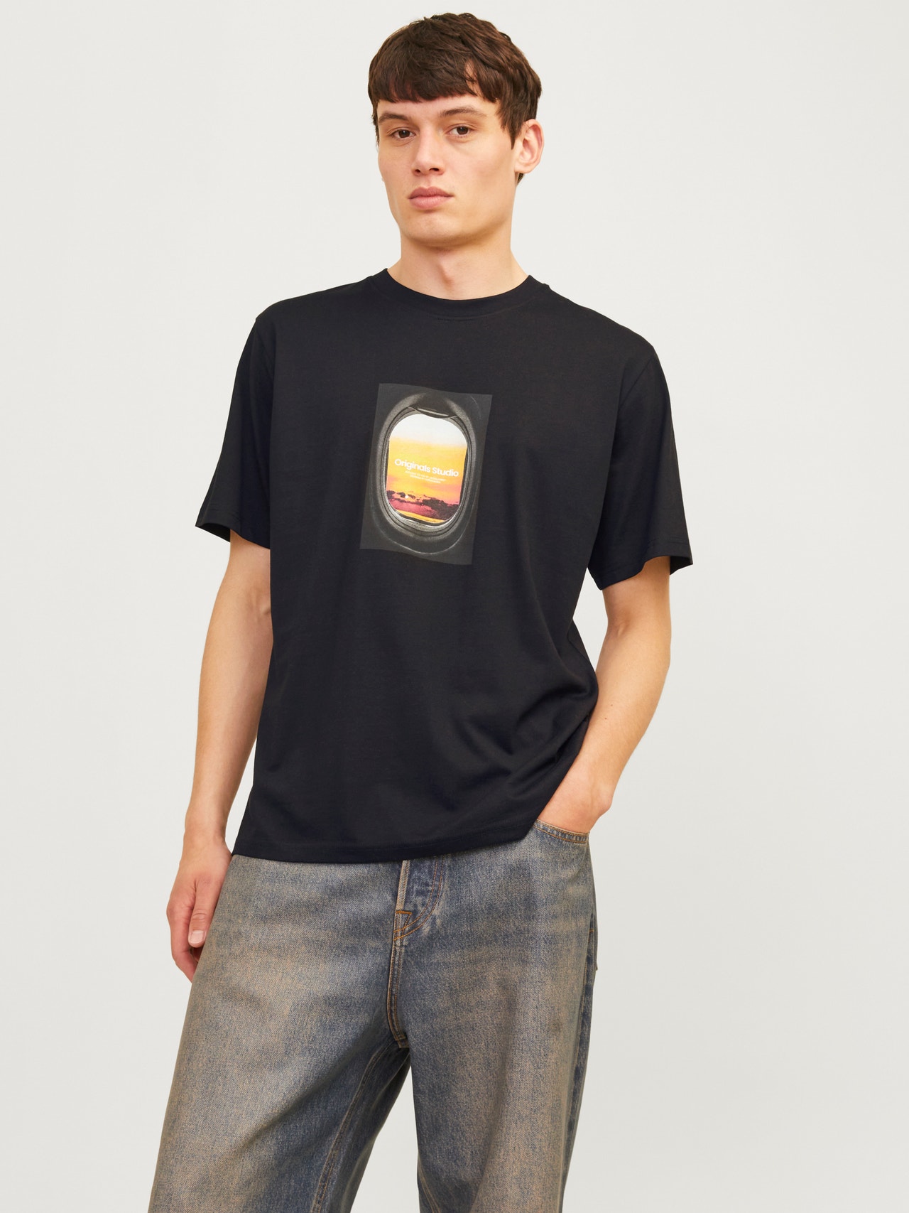 Jack & Jones Printet Crew neck T-shirt -Black - 12250421