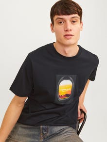 Jack & Jones Printed Crew neck T-shirt -Black - 12250421