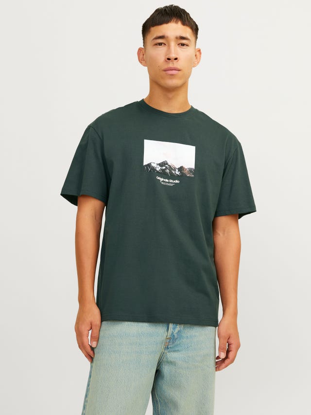 Jack & Jones Nadruk Okrągły dekolt T-shirt - 12250421