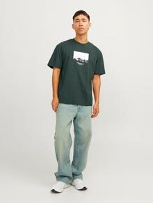 Jack & Jones Nyomott mintás Környak Trikó -Forest River - 12250421