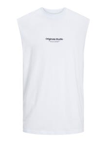 Jack & Jones Spausdintas raštas Apskritas kaklas Berankoviai marškinėliai -Bright White - 12250430