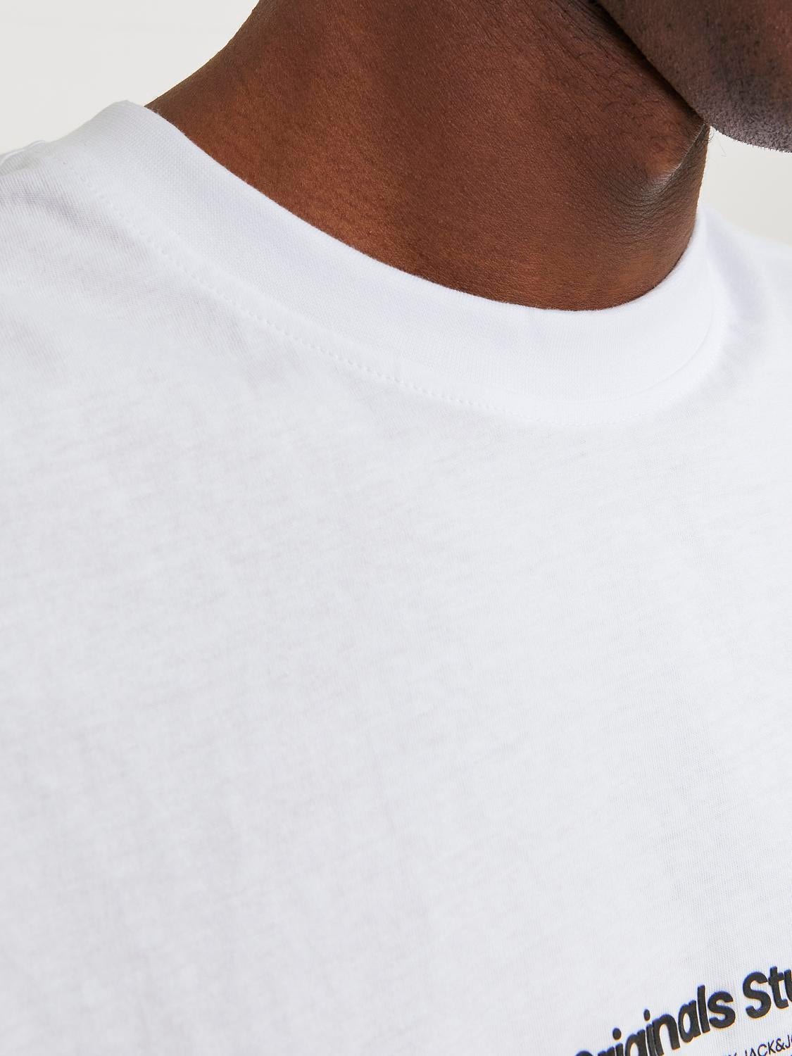 Jack & Jones Spausdintas raštas Apskritas kaklas Berankoviai marškinėliai -Bright White - 12250430