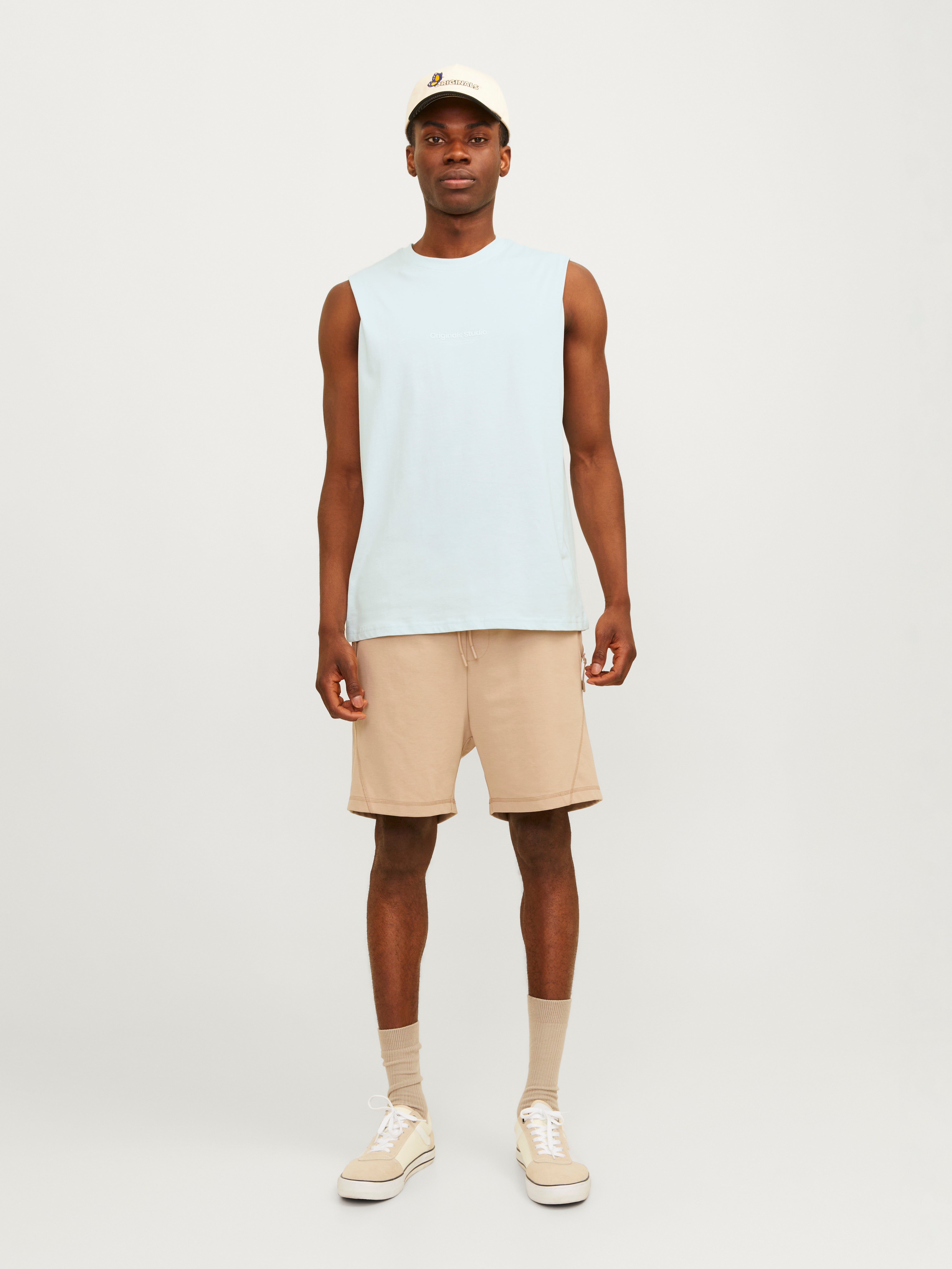 Nyomott mintás Környak Ujjatlan trikó