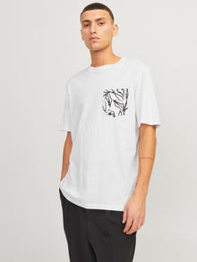 Jack & Jones Spausdintas raštas Apskritas kaklas Marškinėliai -Cloud Dancer - 12250435