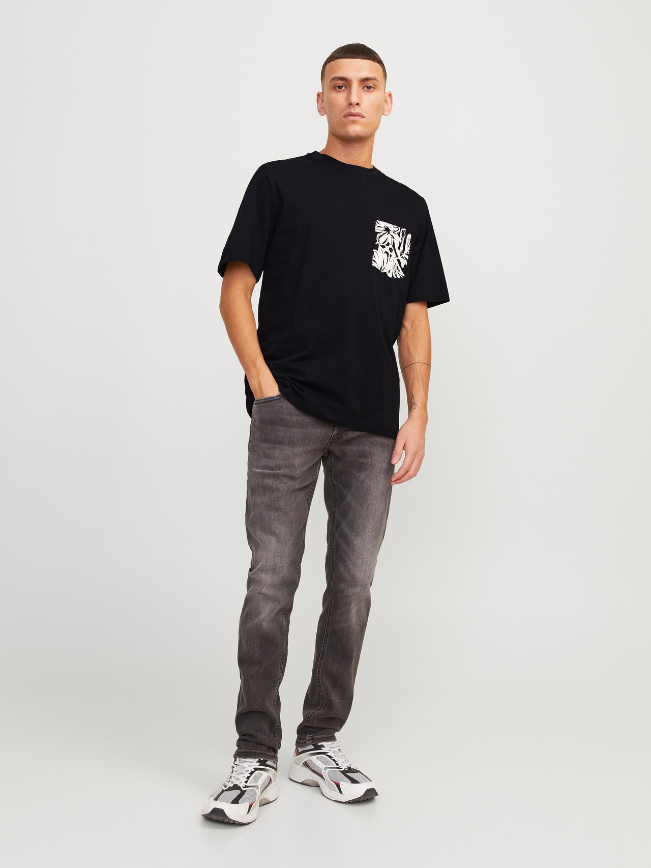 Jack & Jones Nadruk Okrągły dekolt T-shirt -Black - 12250435