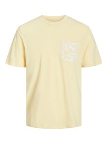 Jack & Jones Printet Crew neck T-shirt -Italian Straw - 12250435