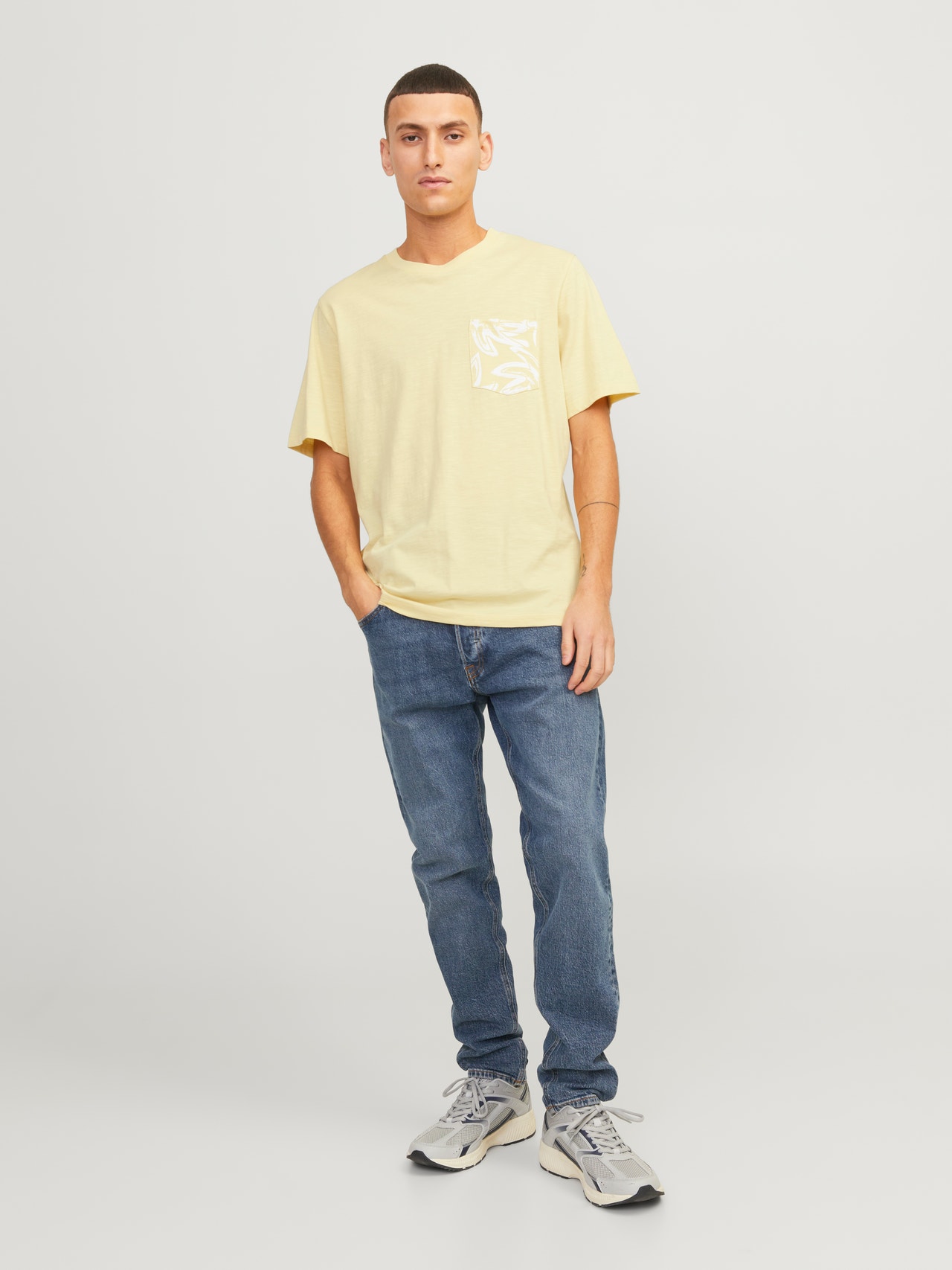 Jack & Jones T-shirt Estampar Decote Redondo -Italian Straw - 12250435