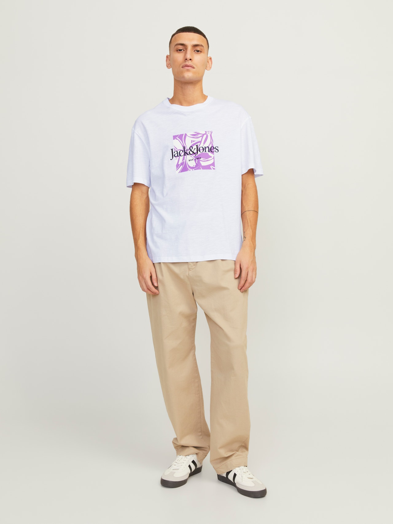 Jack & Jones Logo O-hals T-skjorte -Bright White - 12250436